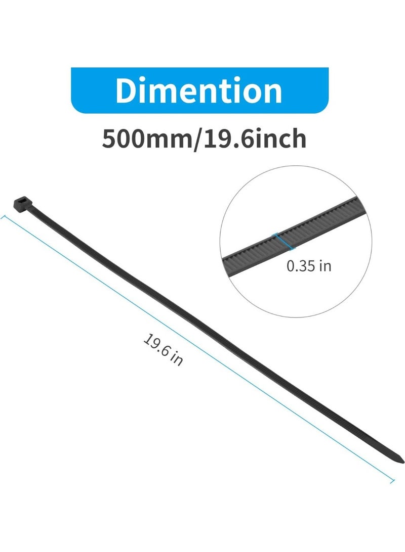 100PCS 20 بوصة الأسود الثقيلة زيب روابط كابل روابط ، 500mm × 9mm ، 175 رطل فوق قوية سلك بلاستيك روابط ، روابط كابل كبيرة فائقة طويلة روابط ملفوفات ، داخلية وخارجية مقاومة الأشعة فوق البنفسجية - Image 5