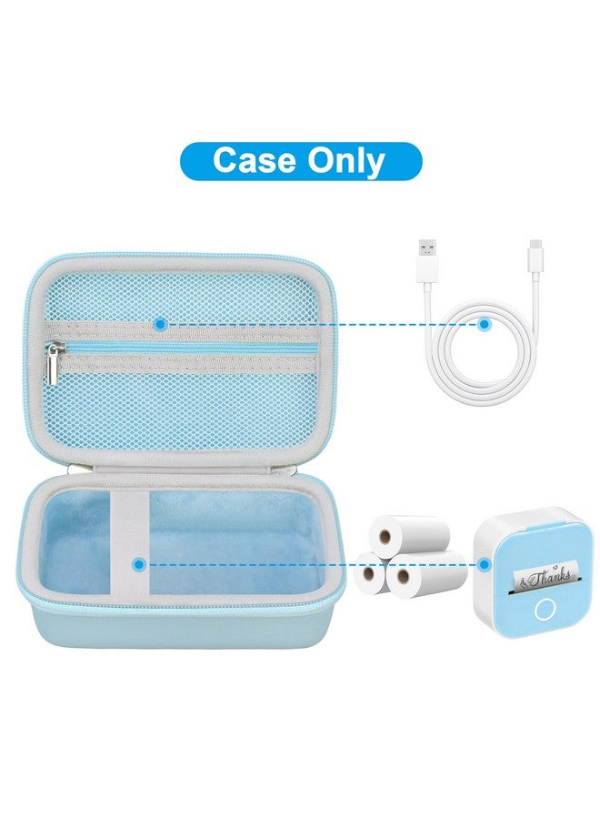 Canboc Carrying Case for Memoking/Ponek/Phomemo/Omezizy/Memoqueen T02 Mini Printer Sticker Printer, T02 Portable Thermal Printer Box for Thermal Paper, USB Cable, Blue (Case Only) - Image 2