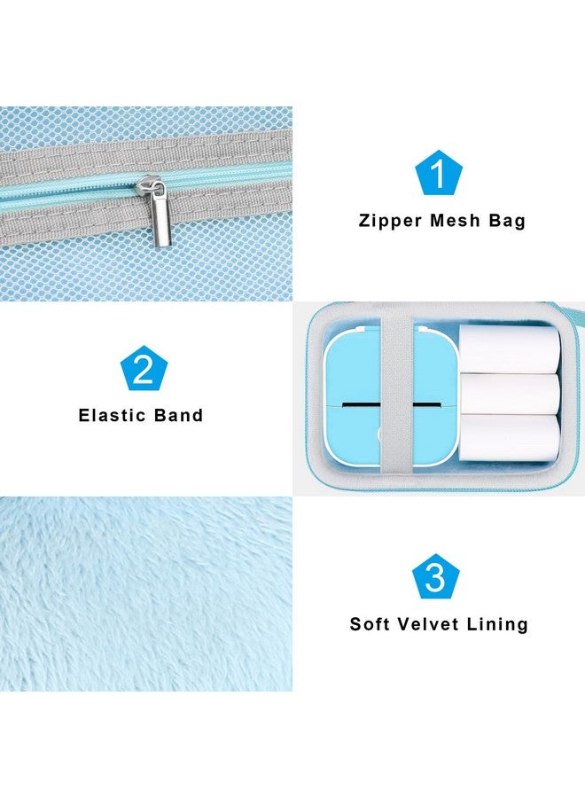 Canboc Carrying Case for Memoking/Ponek/Phomemo/Omezizy/Memoqueen T02 Mini Printer Sticker Printer, T02 Portable Thermal Printer Box for Thermal Paper, USB Cable, Blue (Case Only) - Image 5