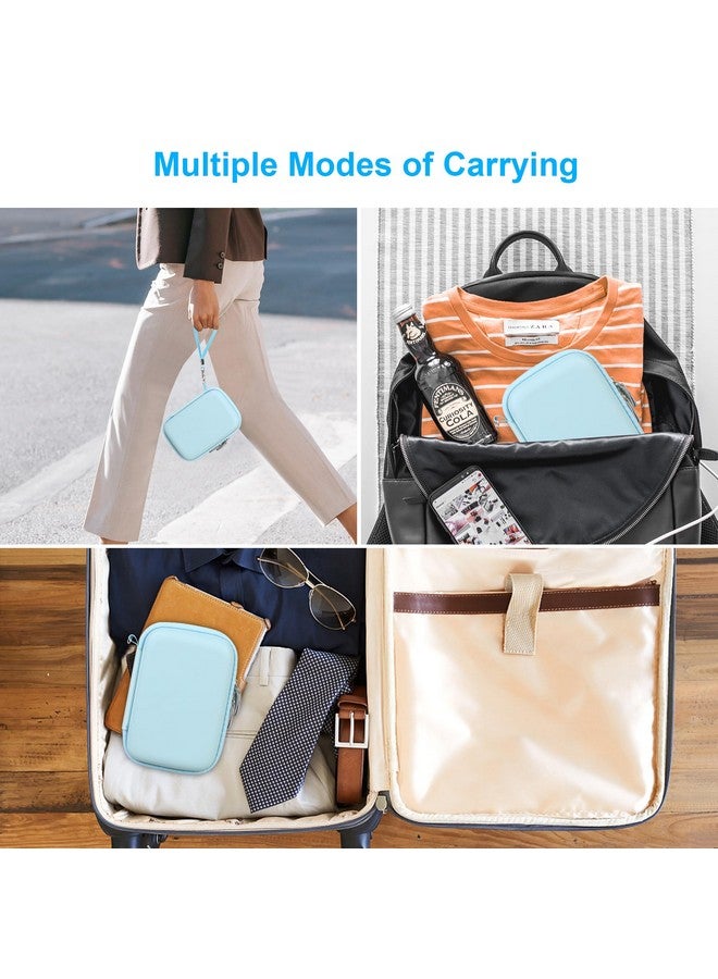 Canboc Carrying Case for Memoking/Ponek/Phomemo/Omezizy/Memoqueen T02 Mini Printer Sticker Printer, T02 Portable Thermal Printer Box for Thermal Paper, USB Cable, Blue (Case Only) - Image 3