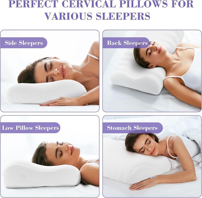 Gopz Ergonomic Contour Memory Foam Pillow Orthopedic Cervical Neck Pillow for Sleeping Premium Support for Neck Shoulder Back Pain Relief Ideal for Side Back Sleepers Hypoallergenic Cover - Image 3