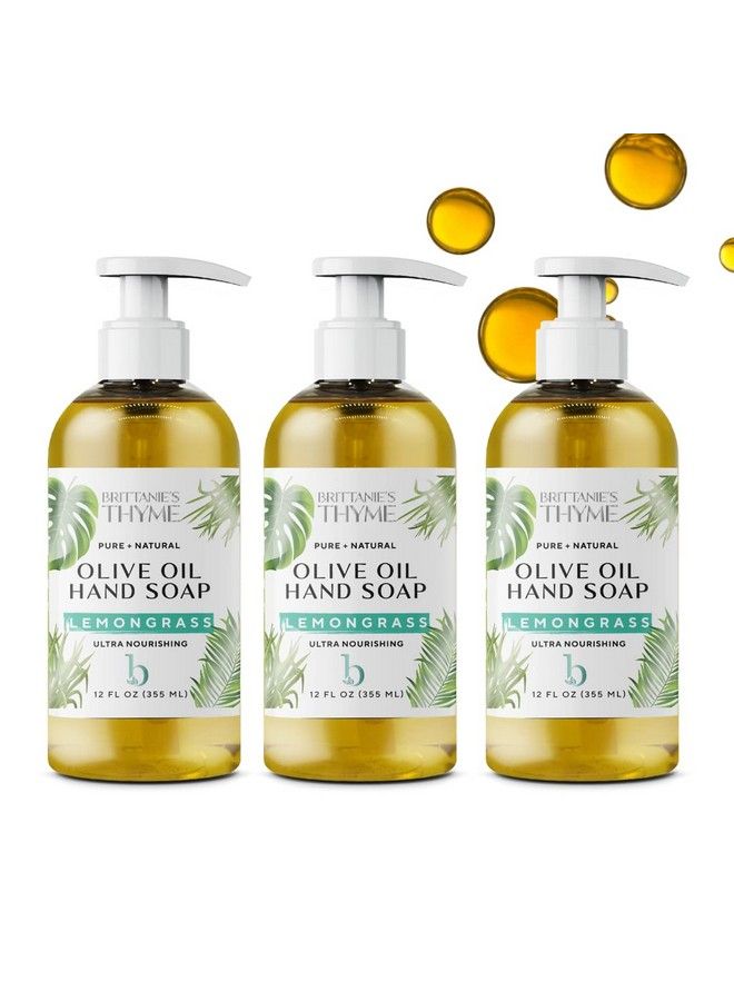 Brittanie's Thyme Organic Natural Hand Soap 12 Oz Pack Of 3 (Lemongrass) Castile Soap Made Olive Oil And Natural Luxurious Essential Oils. Vegan & Gluten Free - Image 2