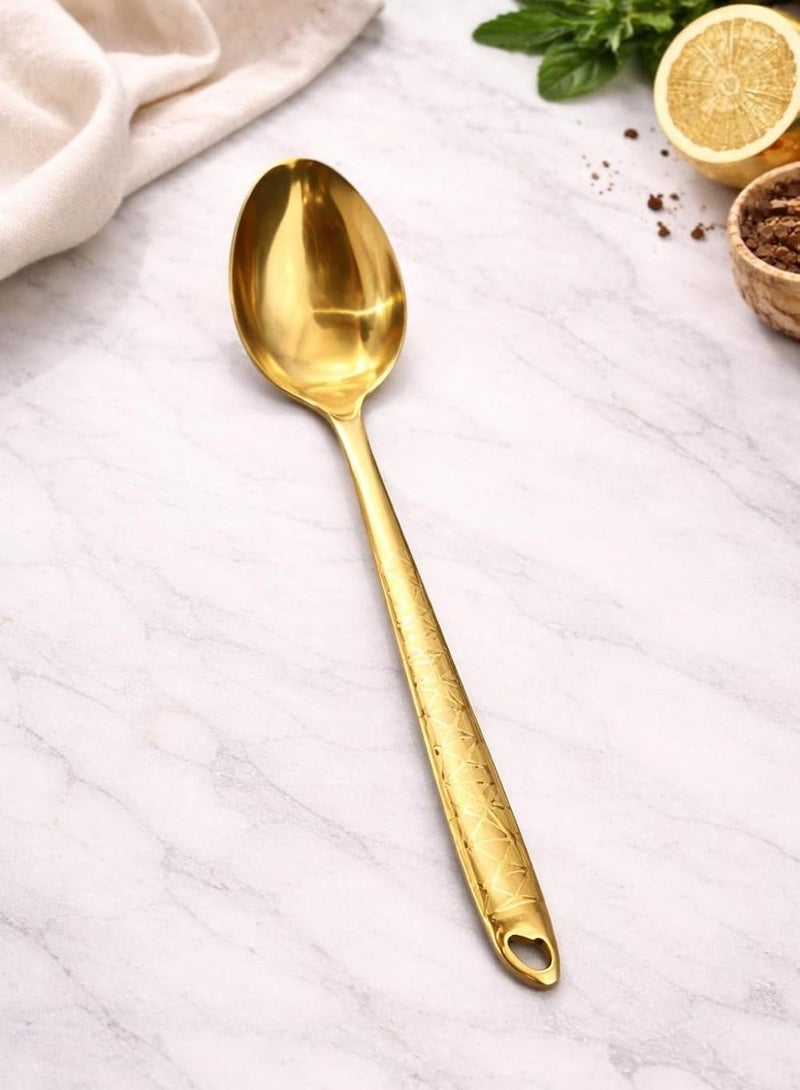 أداة مطبخ من الفولاذ المقاوم للصدأ، مقاومة للحرارة والصدأ، بمقبض مريح، آمنة للغسل في غسالة الأطباق، بلمسة نهائية فضية وذهبية وقوس قزح، للطبخ اليومي (ملعقة ذهبية) - Image 1