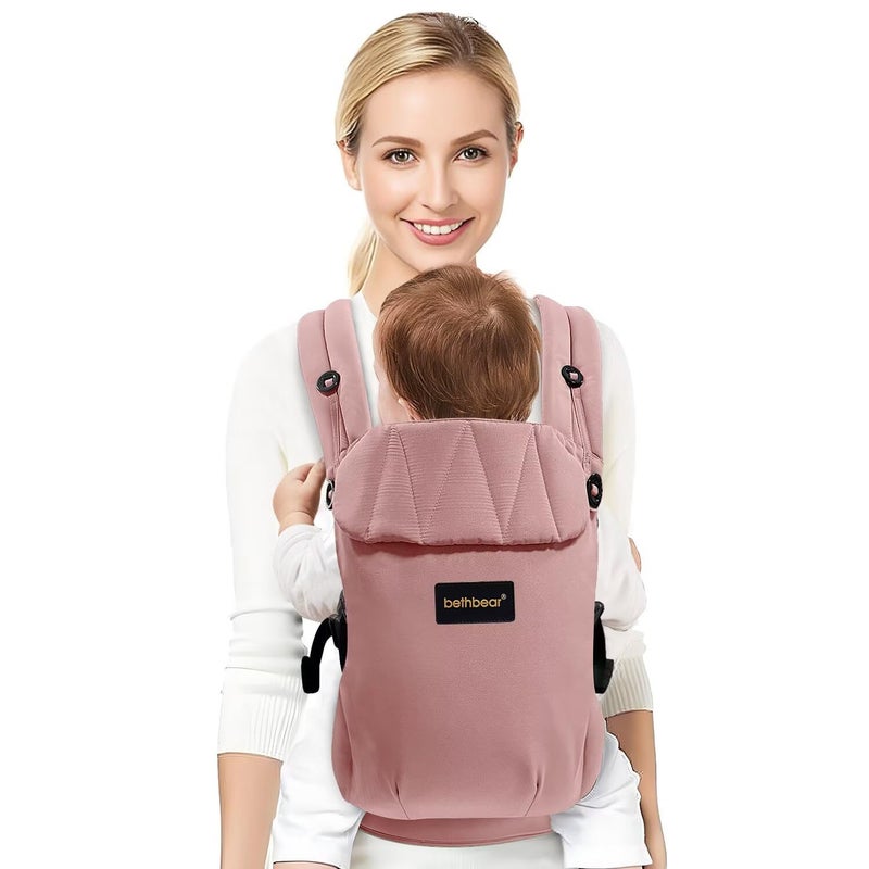 Bethbear Baby Carrier Newborn to Toddler 745 lbs with Natural Material Ergonomic DesignVersatile and AdjustableHands Free for MomsDadsPink - Image 3