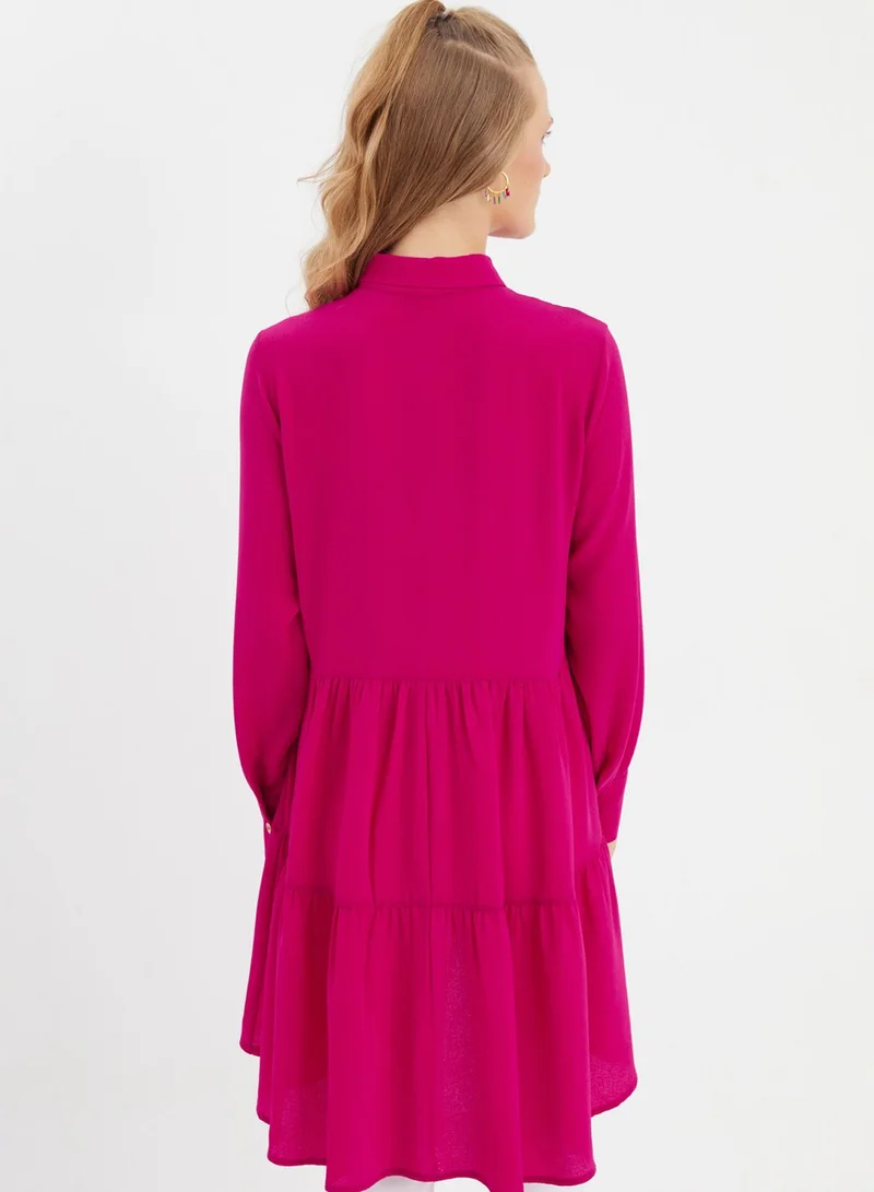 Xanzad Button Detail Longline Tiered Tunic