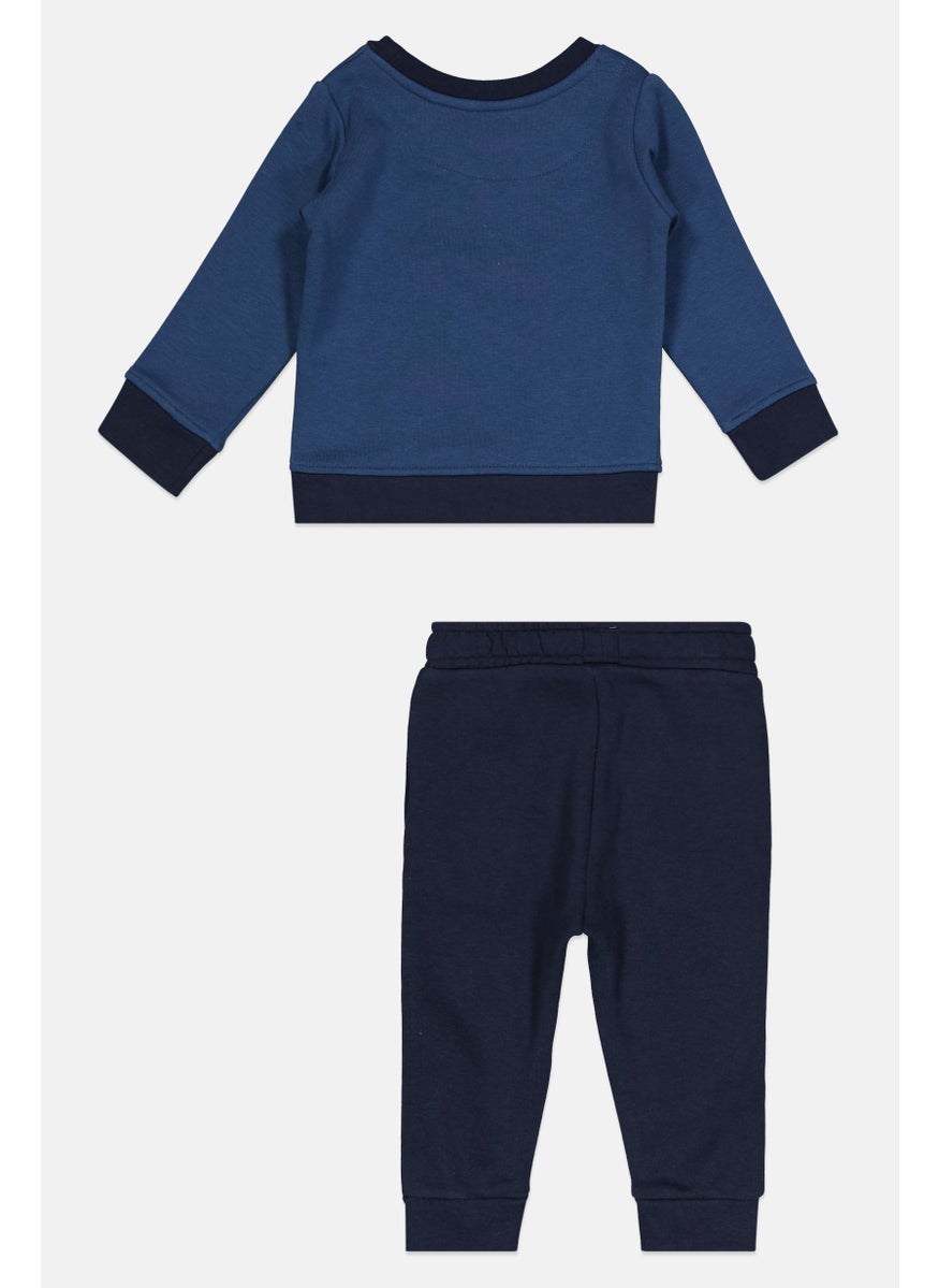 Franklin Marshall - Toddlers Boy 2 Pcs Brand Logo Sweatshirt And Pants Set, Navy - Image 1