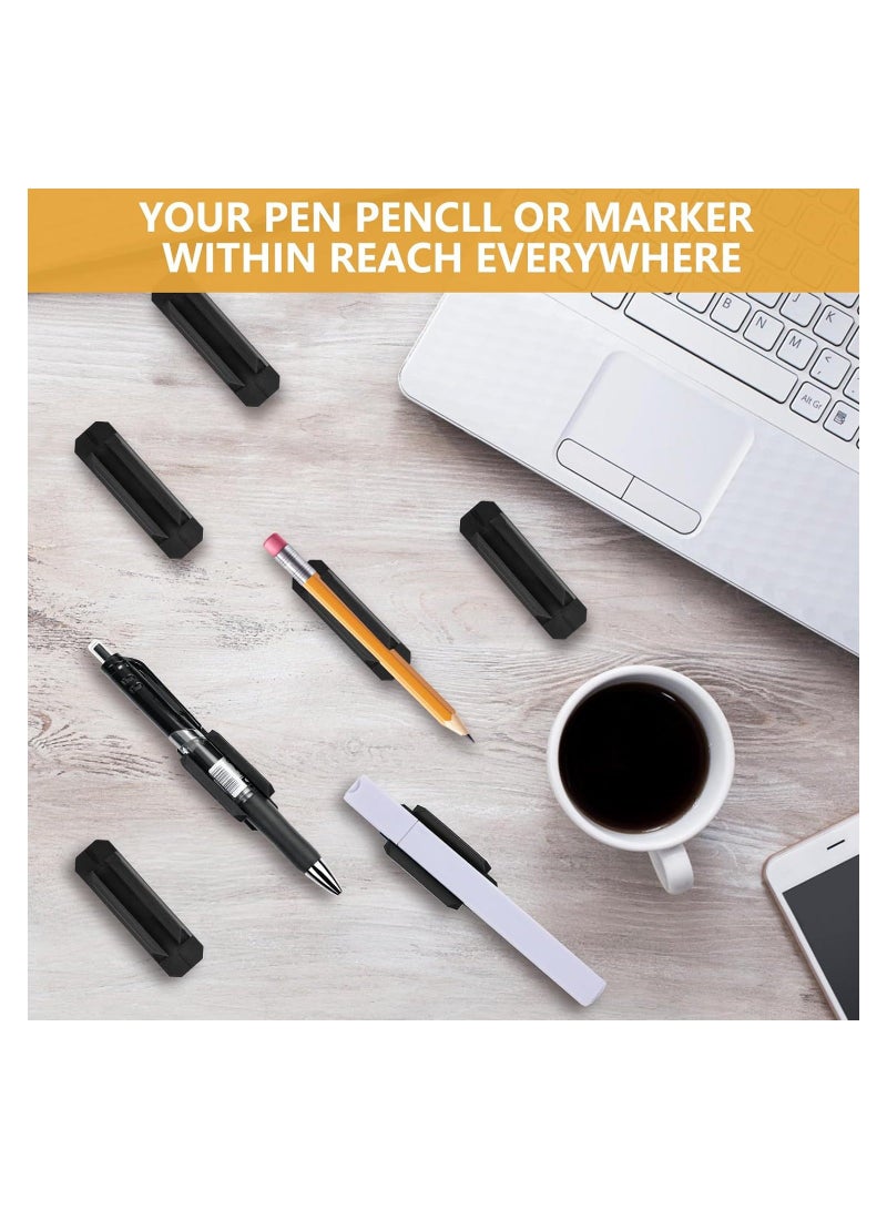12 pack Pen Holder Silicone, Adhesive Pen Holder for Desk or Any Surface, Office Desk Accessories and Teacher Supplies, Pencil Holder & Marker Holde (Black)  - Image 2
