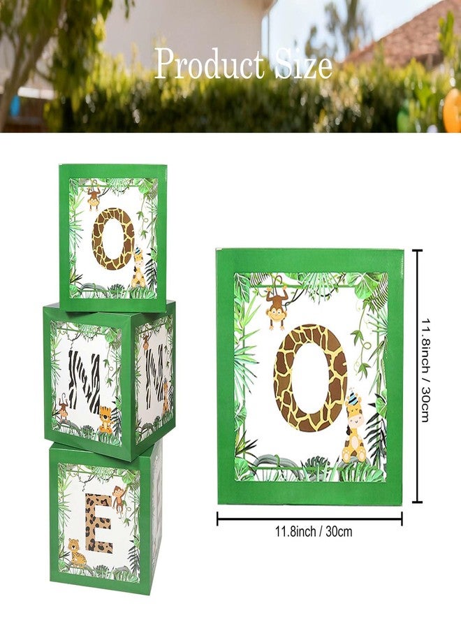 WEIKA One Boxes for 1st Birthday Wood Grain, 3 Balloon Boxes, Baby Girl & Boy 1st Birthday Party Decorations, Reusable (Green - Image 2