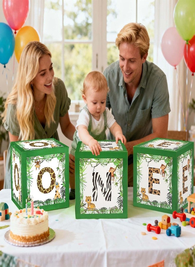 WEIKA One Boxes for 1st Birthday Wood Grain, 3 Balloon Boxes, Baby Girl & Boy 1st Birthday Party Decorations, Reusable (Green - Image 5