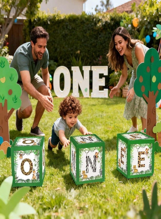 WEIKA One Boxes for 1st Birthday Wood Grain, 3 Balloon Boxes, Baby Girl & Boy 1st Birthday Party Decorations, Reusable (Green - Image 3