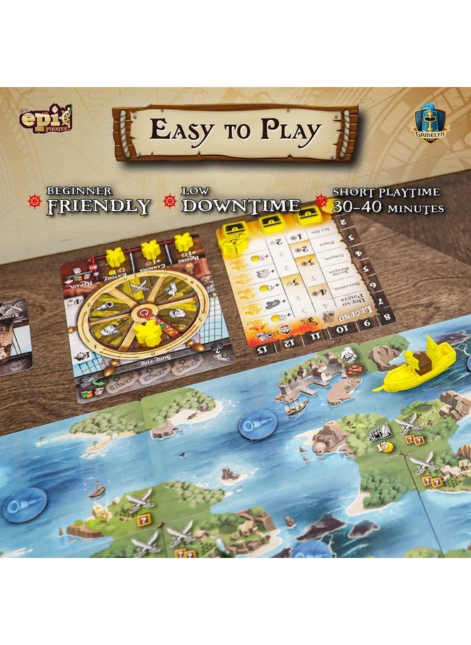 Gamelyn Games - Gamelyn Tiny Epic Pirate Board Game - Notorious Pirate Ship Board Games, Strategic Board Games For Adults, With Rulebook, 210 Game Pieces, And 7 Ships, Blue - Image 1