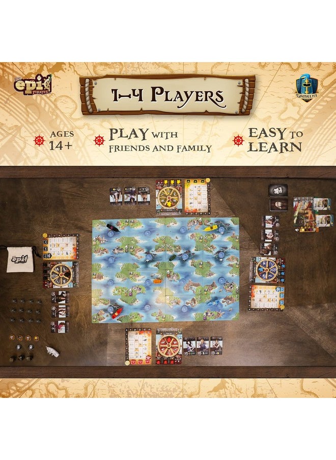 Gamelyn Games - Gamelyn Tiny Epic Pirate Board Game - Notorious Pirate Ship Board Games, Strategic Board Games For Adults, With Rulebook, 210 Game Pieces, And 7 Ships, Blue - Image 1