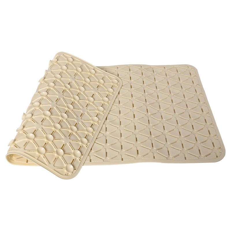 BIRZAR حصيرة استحمام BIRZAR مع أكواب شفط وفتحات تصريف غير قابلة للانزلاق مصنوعة من البلاستيك PVC مطاطية أفضل حصائر للاستحمام للحمامات المشي بيج - Image 5