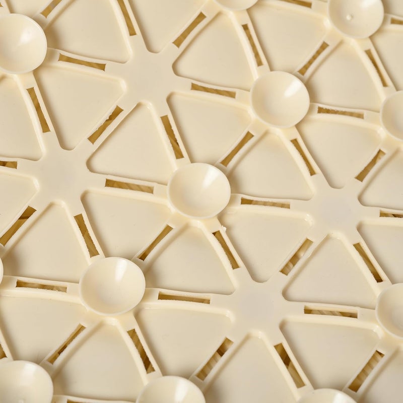 BIRZAR حصيرة استحمام BIRZAR مع أكواب شفط وفتحات تصريف غير قابلة للانزلاق مصنوعة من البلاستيك PVC مطاطية أفضل حصائر للاستحمام للحمامات المشي بيج - Image 4