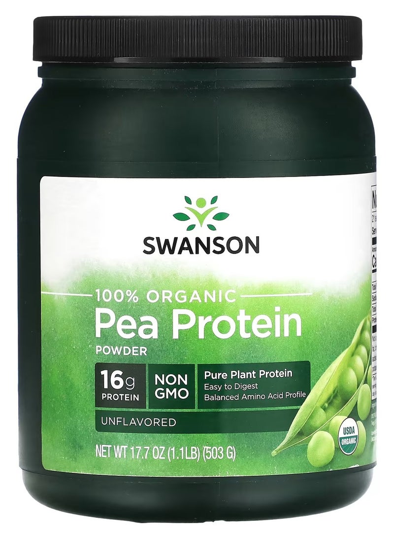 Swanson, 100% Organic Pea Protein Powder, Unflavored, 1.1 lb (503 g)