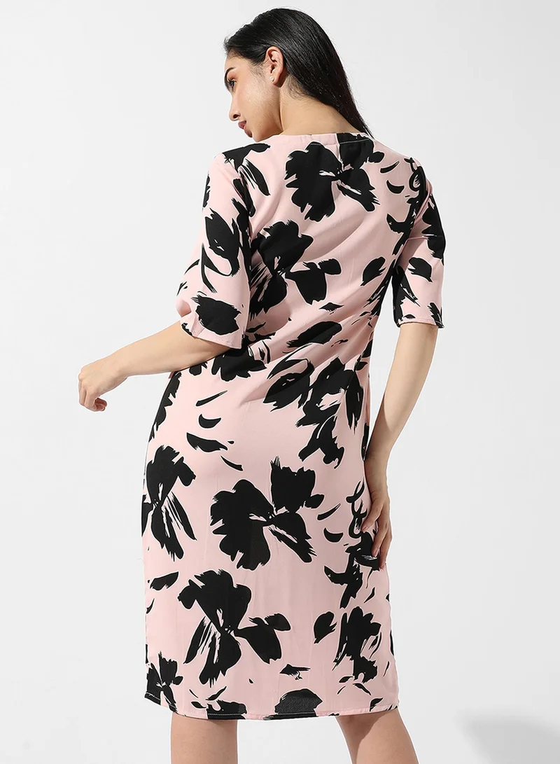 PINACOLADA  Women's Baby Pink Abstract Flora Dress for Women | Best Price UAE
