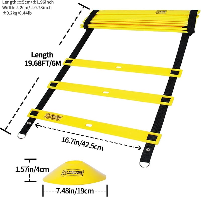POWER GUIDANCE Agility Ladder (20 Feet) with Cones for Speed Agility Training & Quick Footwork Exercise - Image 3