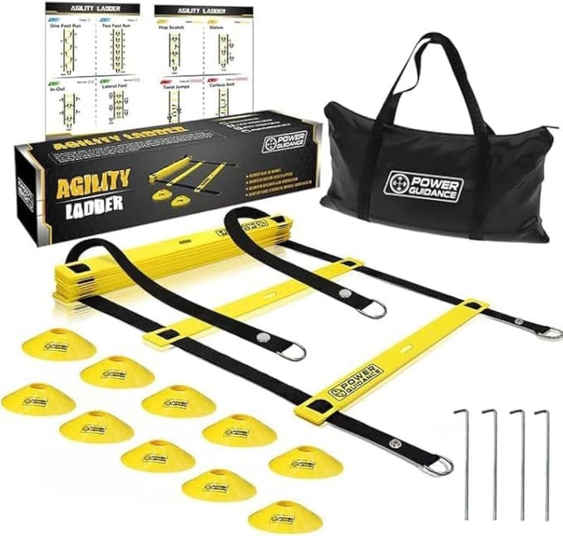 POWER GUIDANCE Agility Ladder (20 Feet) with Cones for Speed Agility Training & Quick Footwork Exercise - Image 1