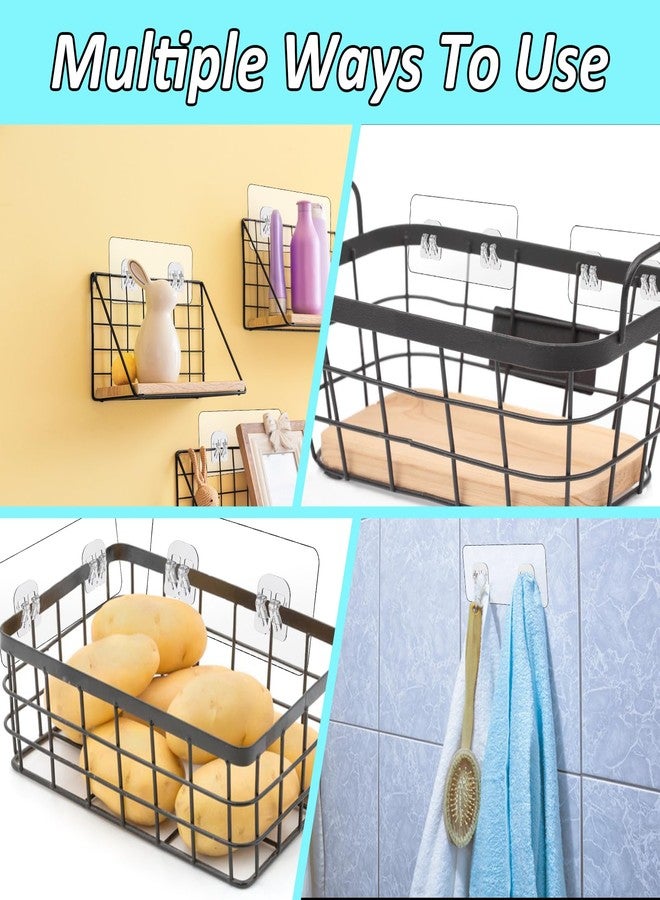 cobee 8 Pcs Shower Caddy Adhesive Replacement, Shower Adhesive Hooks Wall Hooks, Transparent Strong Adhesive Hooks, No Drilling Wall Mount Hooks for Shower Caddy Shelves Rack(4 Pcs Set) - Image 3