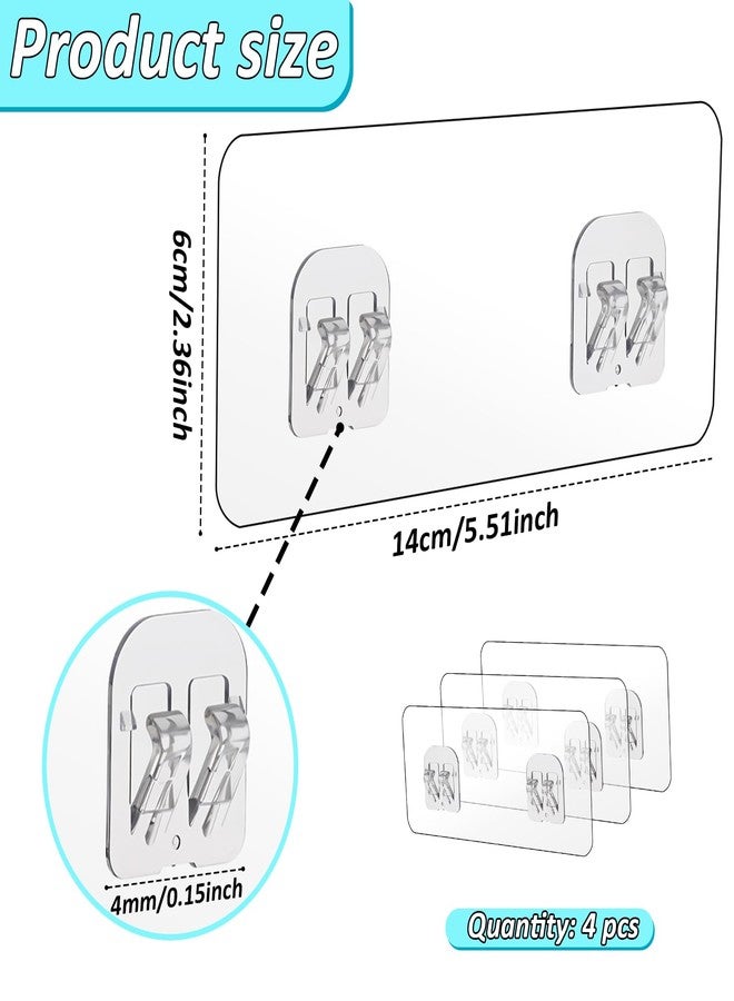 cobee 8 Pcs Shower Caddy Adhesive Replacement, Shower Adhesive Hooks Wall Hooks, Transparent Strong Adhesive Hooks, No Drilling Wall Mount Hooks for Shower Caddy Shelves Rack(4 Pcs Set) - Image 2