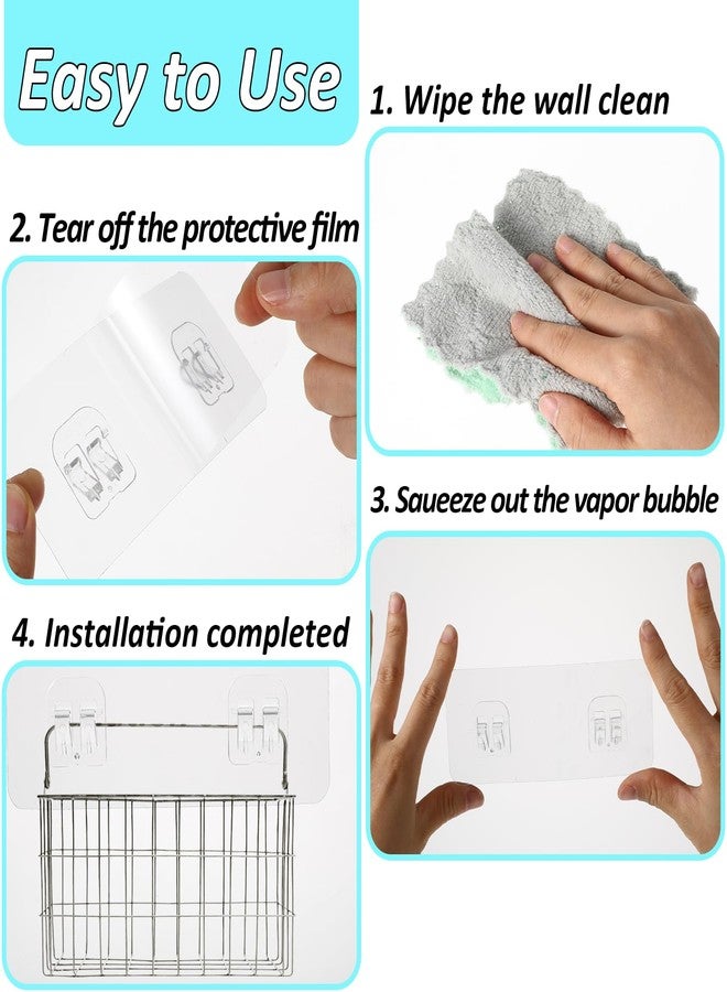 cobee 8 Pcs Shower Caddy Adhesive Replacement, Shower Adhesive Hooks Wall Hooks, Transparent Strong Adhesive Hooks, No Drilling Wall Mount Hooks for Shower Caddy Shelves Rack(4 Pcs Set) - Image 5
