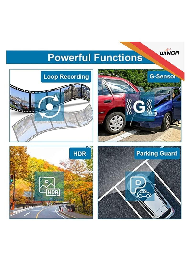 WINCA WINCA Dash Cam 1080P 3”IPS Screen DVR Car Driving Recorder Wide Angle HDR Dashboard Camera Night Vision Parking Mode Motion Detection Loop Recording Support TF up to 128G WIFI – Phone APP  - Image 5