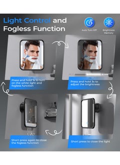 Gospire Heated Shower Mirror Fogless for Shaving, Rechargeable Lighted Shower Shaving Mirror with Razor Holder, Removable & NO-Drilling, Bathroom Mirror with Suction Cup for Men & Women (Black) - pzsku/ZA91A08BB290C590BA828Z/45/_/1736426406/ff8ab650-f011-4af7-b0e1-eb3706471612