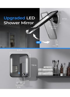 Gospire Heated Shower Mirror Fogless for Shaving, Rechargeable Lighted Shower Shaving Mirror with Razor Holder, Removable & NO-Drilling, Bathroom Mirror with Suction Cup for Men & Women (Black) - pzsku/ZA91A08BB290C590BA828Z/45/_/1736426415/e4b30251-c5c5-4633-bc5c-54f7eb649201