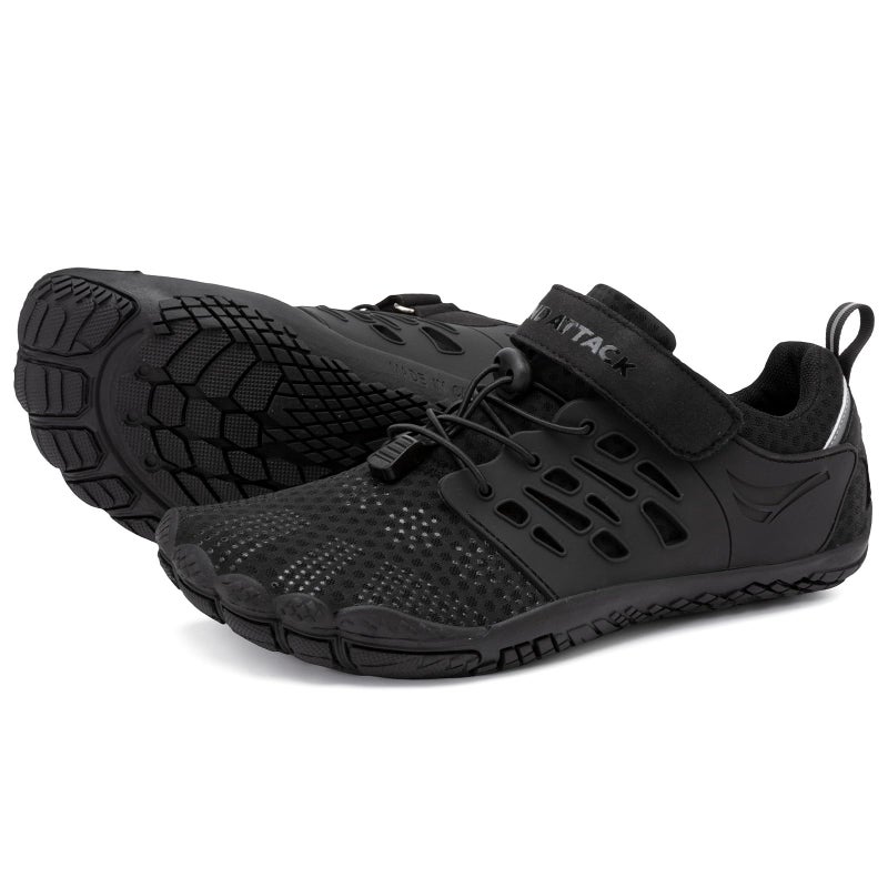 Grand Attack Barefoot Shoes Men Minimalist Lightweight CrossTrainer Zero Drop Wide Toe Box Wrestling Weightlifting Walking Shoes Trail Running Sneakers All Black Size 12