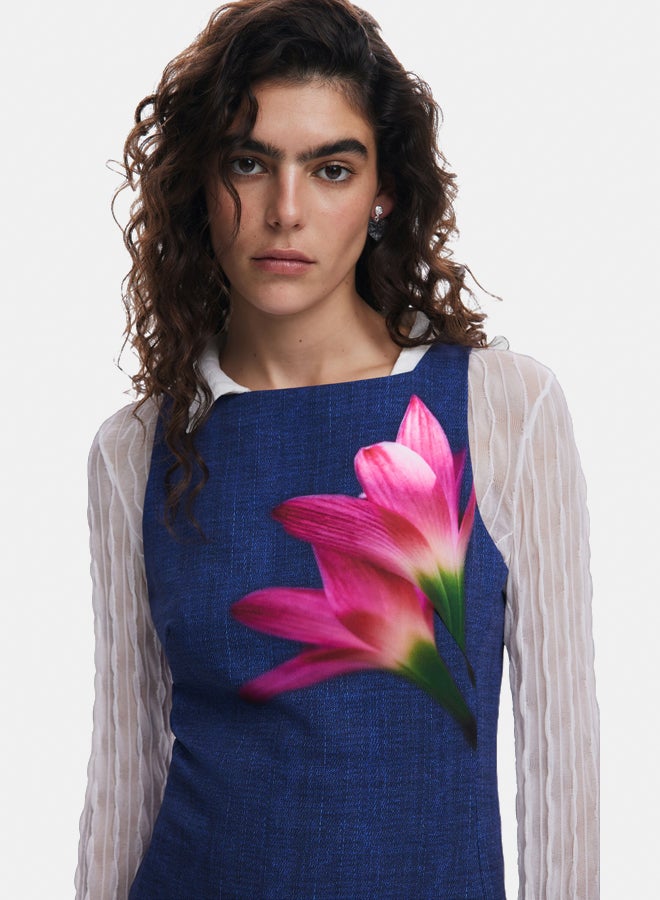 DESIGUAL Denim-effect mini dress  - Image 3