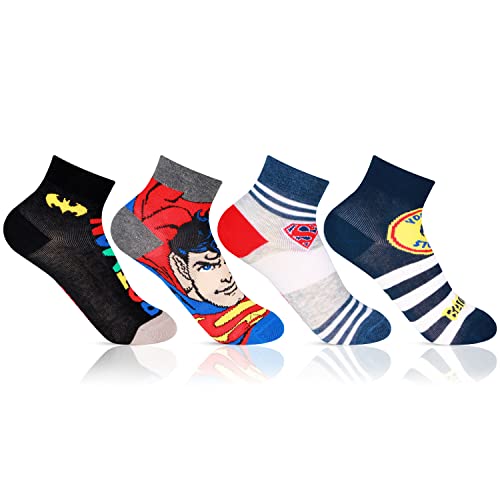 Bonjour Superman Batman Ankle Socks for Kids (9-12 Years) - Pack of 4 - Image 2