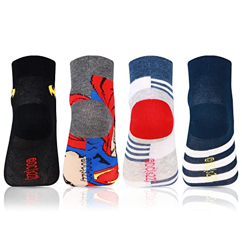 Bonjour Superman Batman Ankle Socks for Kids (9-12 Years) - Pack of 4 - Image 3