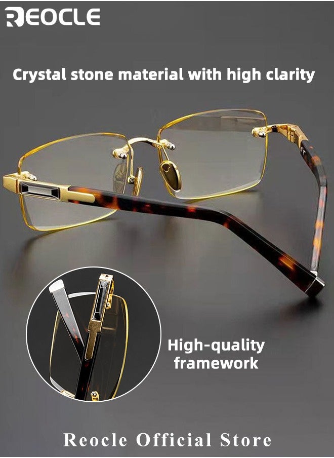 REOCLE - Reading Glasses Metal Spring Hinged Full Frame Reading Glasses Readers with Metal Frame & Clear Vision - Image 1