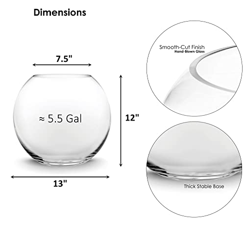 CYS EXCEL Large Glass Bubble Bowl (H-12" W-13", Approx. 5.5 Gal.) Round Bowl Terrarium Globe Flower Vase Centerpiece for Weddings Events Arrangements - Image 2