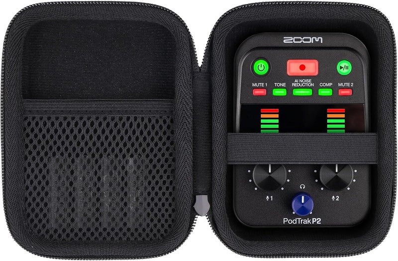 co2CREA Hard Storage Carry Travel Case for Zoom PodTrak P2 Podcast Recorder - Image 1
