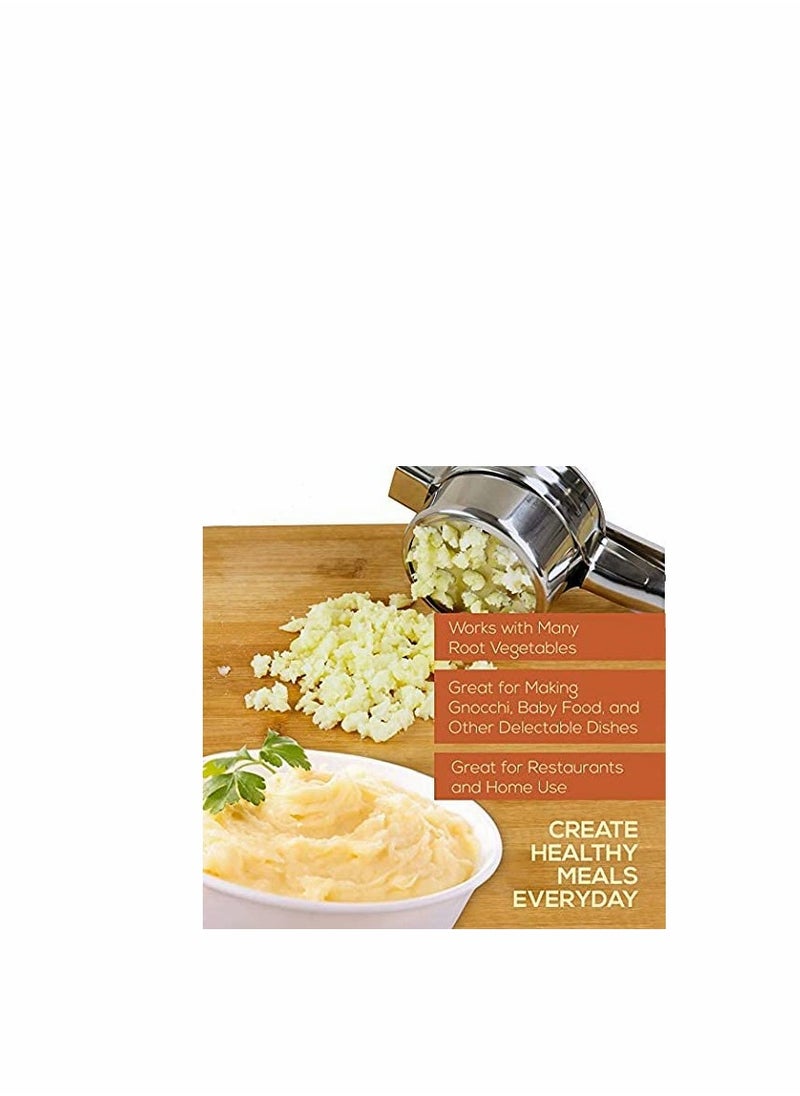 Stainless Steel Potato Ricer Manual Masher for Potatoes Fruits and Vegetables with 3 Interchangeable Discs for Easy Use