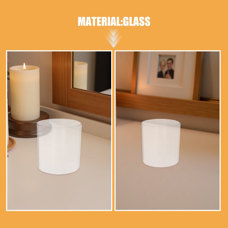 2pcs Glass Candle Shade: Open Ended Candle Holder Tube - Cylinder Lamp Shade Candlestick - Bottomless Chimney Tube Cover - Image 4