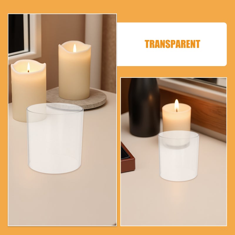 2pcs Glass Candle Shade: Open Ended Candle Holder Tube - Cylinder Lamp Shade Candlestick - Bottomless Chimney Tube Cover - Image 2