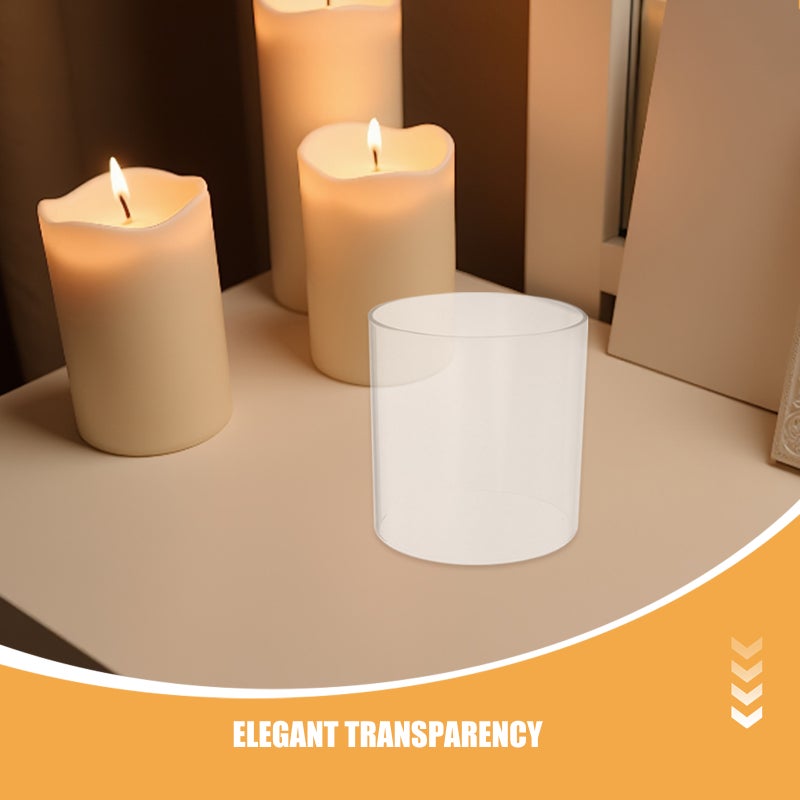 2pcs Glass Candle Shade: Open Ended Candle Holder Tube - Cylinder Lamp Shade Candlestick - Bottomless Chimney Tube Cover - Image 3
