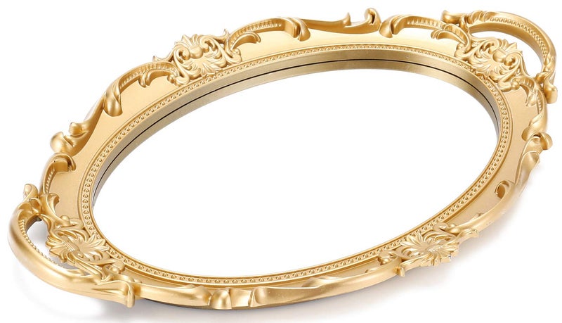 Sooyee Decorative Tray  Gold Mirror Tray for Bathroom Vanity Dessert  Coffee Table Home Decor with Handle