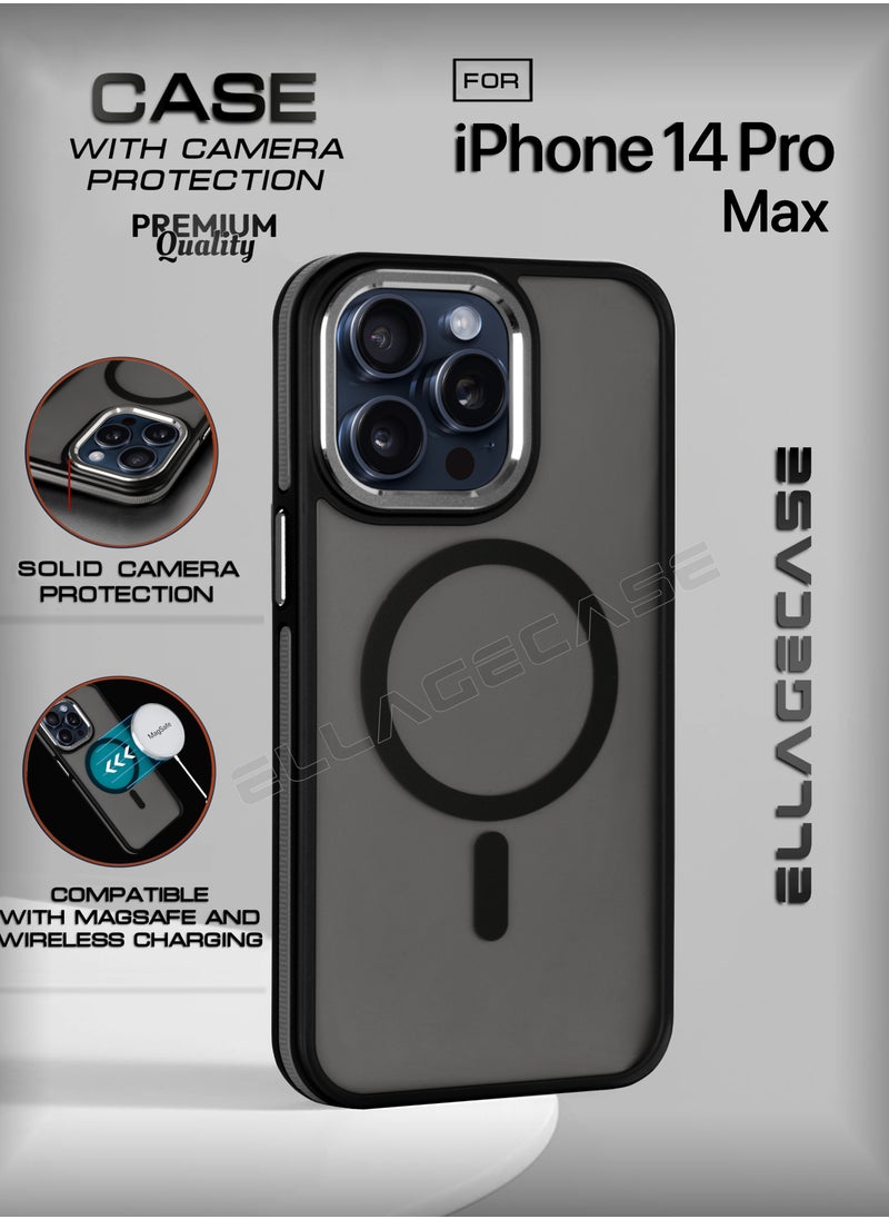 ELLAGECASE Stylish Case for iPhone 14 Pro Max, Solid Camera Protection, Shockproof, Enhanced Protection, Compatible with Magsafe and Wireless Charging  - Image 1