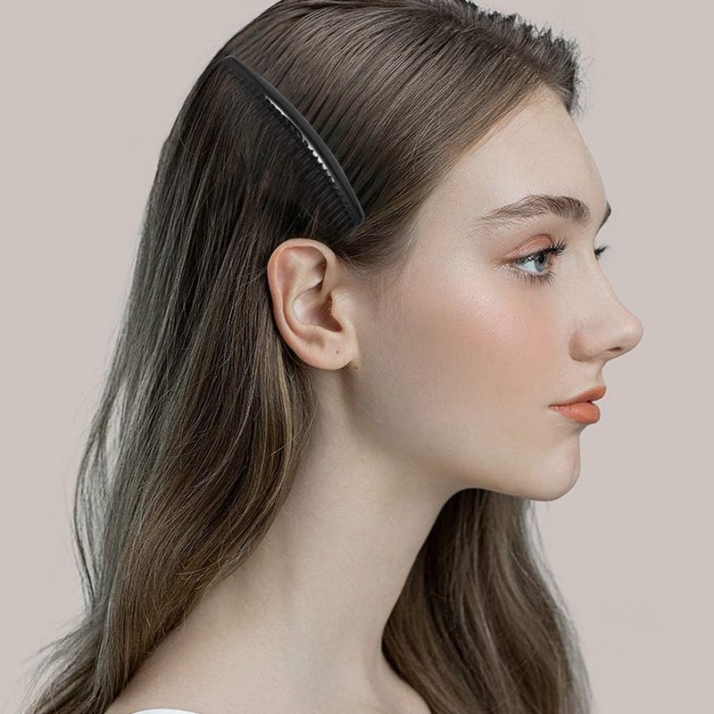 مشط فرنسي ملتوي 6 قطع للنساء والفتيات | مشط جانبي بلاستيكي بـ 29 سن | مشابك شعر للشعر الناعم، الكثيف، أو الرقيق | إكسسوارات شعر سوداء - Image 5