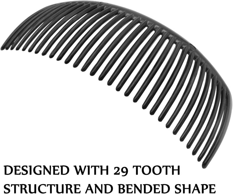 مشط فرنسي ملتوي 6 قطع للنساء والفتيات | مشط جانبي بلاستيكي بـ 29 سن | مشابك شعر للشعر الناعم، الكثيف، أو الرقيق | إكسسوارات شعر سوداء - Image 3