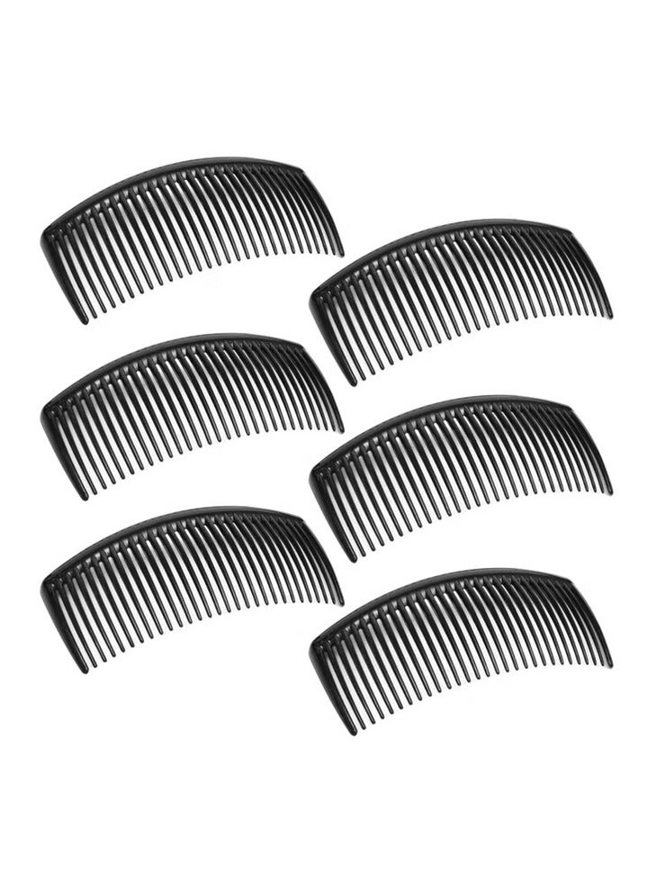 مشط فرنسي ملتوي 6 قطع للنساء والفتيات | مشط جانبي بلاستيكي بـ 29 سن | مشابك شعر للشعر الناعم، الكثيف، أو الرقيق | إكسسوارات شعر سوداء - Image 1