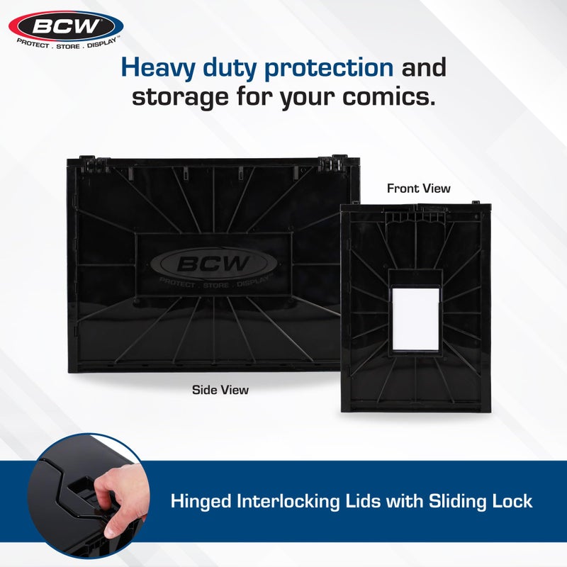 BCW Graded Comic Book Bin - Black 2 Pack | Fits ~30 Graded Slabs | Acid-Free, Stackable Plastic Storage Box with Partition - Image 3
