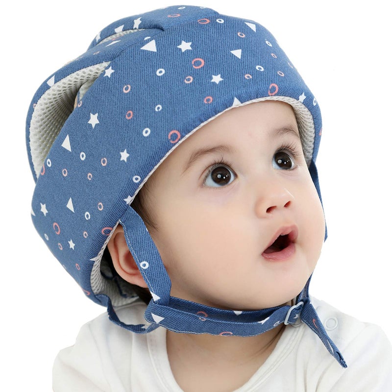 Ocanoiy Baby Safety Helmet Toddler Children Headguard Infant Head Cushion Protective Harnesses Cap Soft Adjustable Kid Safety Hat Head Protector (Starry Blue) - Image 1