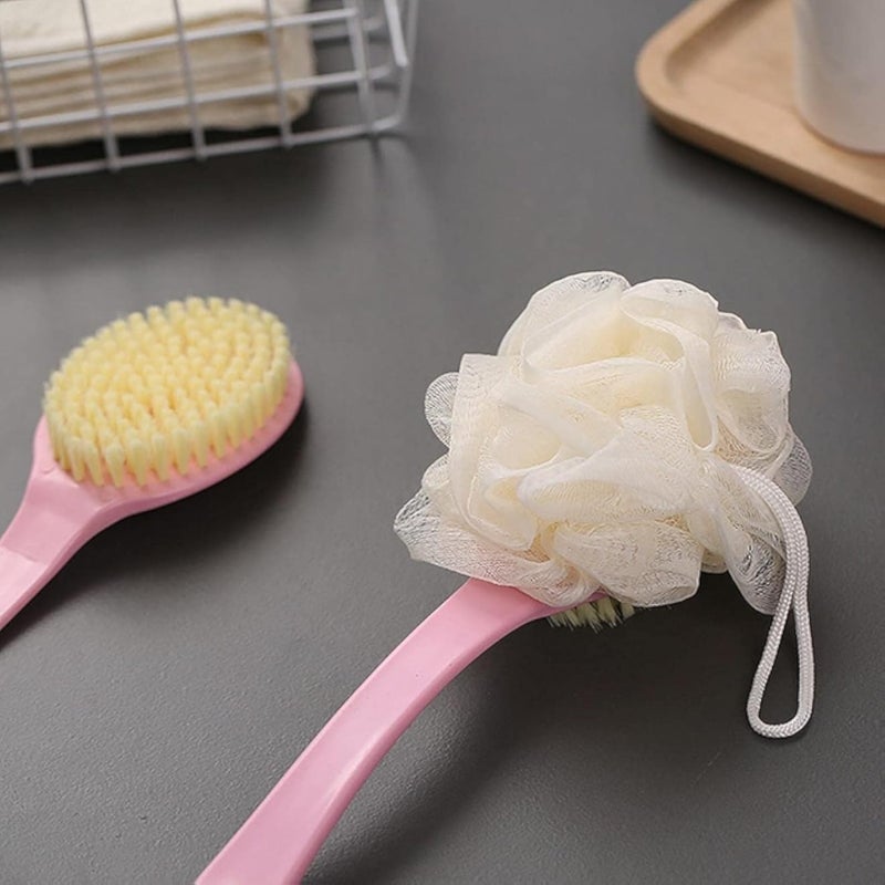 2in1 Loofah Shower Pouf Bath Sponge Back Scrubber Lufah Bath Shower - Puff Body Scrubber Exfoliator Sponge for Body Wash Shower for Women and Men (Assorted Color))