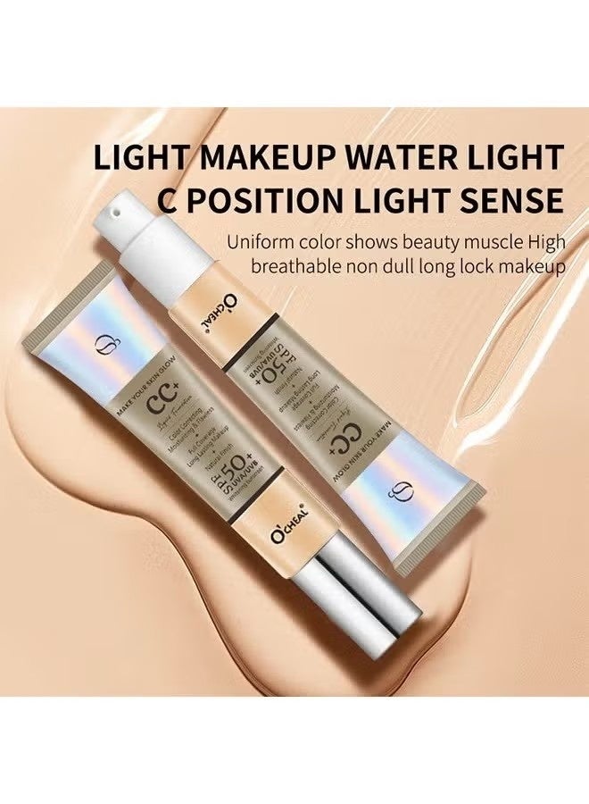 اوكيل CC كريم, التغطية الكاملة مؤسسة مع SPF 50 + تبييض واقي الشمس, CC كريم مؤسسة مكافحة الاحمرار, تصحيح اللون ومشرع كريم الوجه, تعديل لون الجلد CC كريم, طبيعي - Image 4