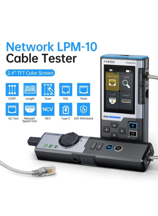 FNIRSI Multifunctional Network Cable Tracker with Color Display, Ethernet Cable Tester, PoE Test, RJ45 Crimp & Length Measurement Tool - Image 2