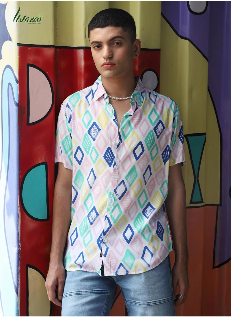 كامبوس سوترا Men's EcoLiva Multicolour Rhombus Strokes Shirt